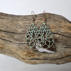 teardrop boho bronze dangle earrings