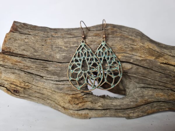 teardrop boho bronze dangle earrings