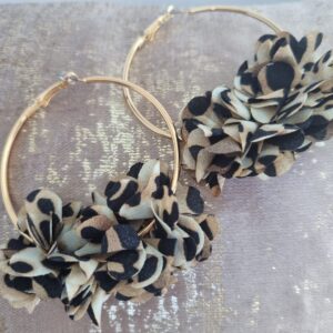 Gold Look leopard print fabric hoops