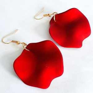 Red & Gold Mystique Drop Earrings | Shimmering Colour-Shift Petals
