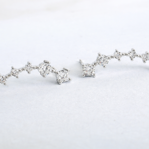 Silver rhinestone ear climber earrings with curved design from Stella’s Earrings in Moreletapark Pretoria East South Africa